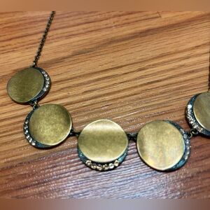 Touchstone Crystal by Swarovski Brass Disc & Crystal  Necklace